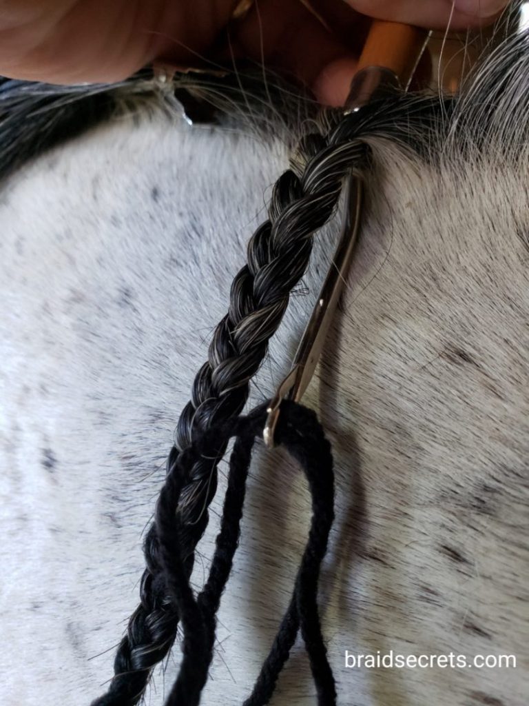 Insert latch hook down through center of braid at crest. Place Yarn in ...