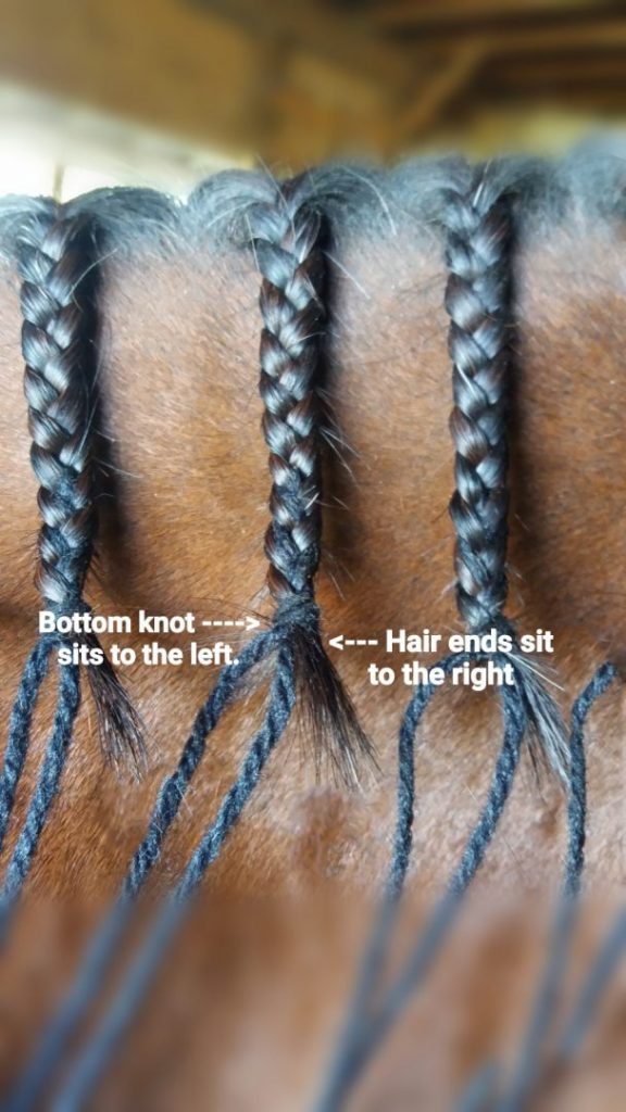 Small knot at bottom of braid
