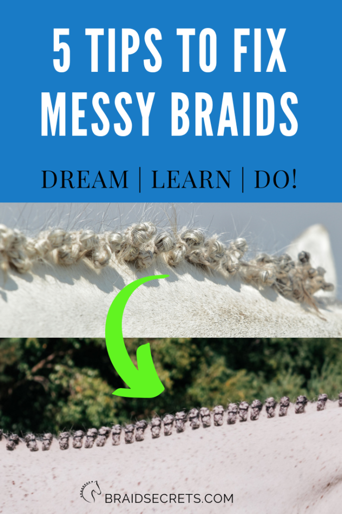 5 Best Tips to Fix Messy Mane Braids, mane braiding tutorial, how to braid a horse's mane for a hunter competition, how to braid a horse's mane for a dressage competition, hunter mane braiding tutorial, dressage mane braiding tutorial, learn how to braid a horse's mane, horse grooming, horsemanship