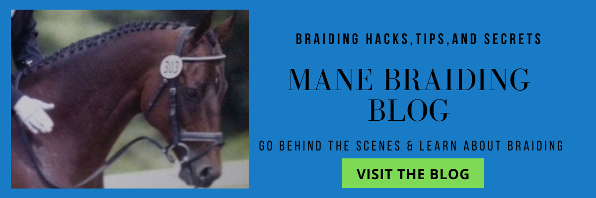 mane braiding tutorial, how to braid a horse's mane for a hunter competition, how to braid a horse's mane for a dressage competition, hunter mane braiding tutorial, dressage mane braiding tutorial, learn how to braid a horse's mane, horse grooming, horsemanship, horse braiding blog