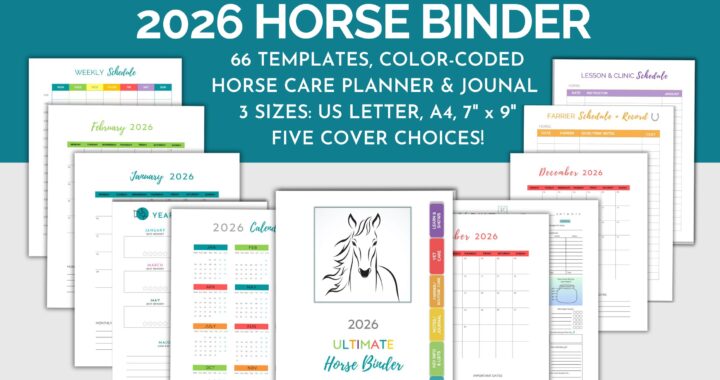 2026 Equestrian Planner, 2026 Horse Record Keeping Templates, Digital Horse Planner, Printable Horse Care Templates